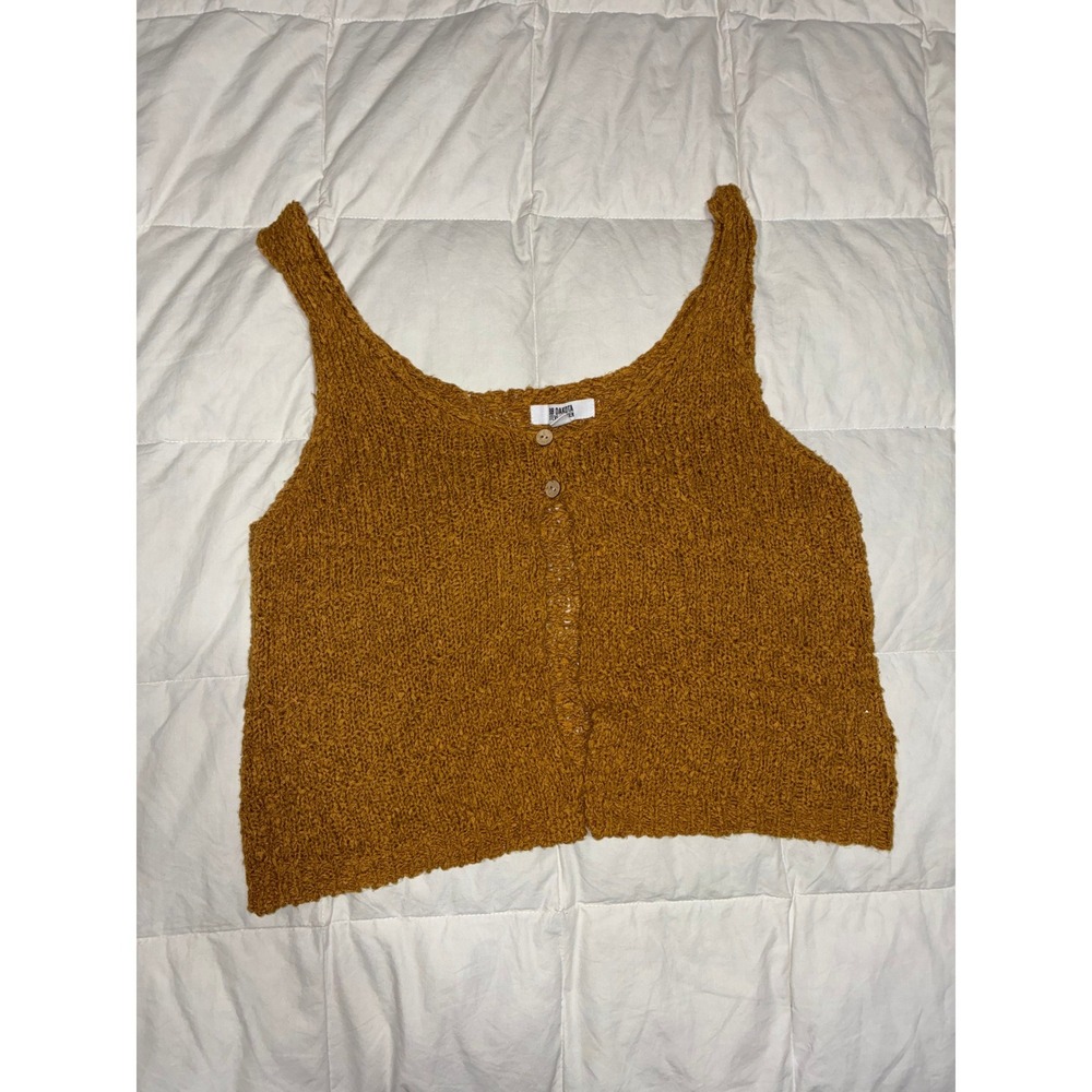 BB Dakota Steve Madden Mustard Yellow Knit Button Front Tank Top Cropped Medium